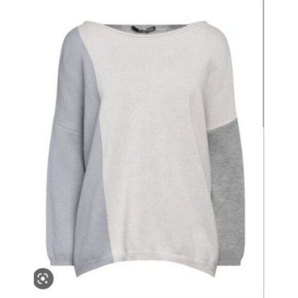 NWT BIANCALANCIA Color Block Oversized Cashmere blend Round Neck Sweater 46/10 - Picture 4 of 13